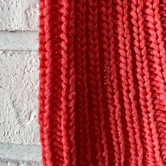 Lightweight Coral Knit High Low Cropped Drop Shoulder Sweater S - Picture 10 of 13